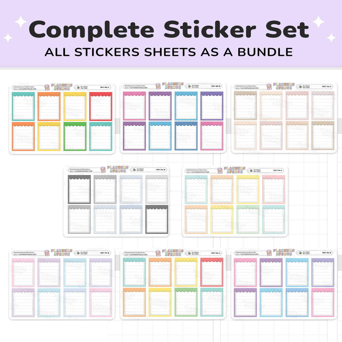 Stitched Scallop Full Box Planner Stickers