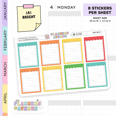 Stitched Scallop Full Box Planner Stickers