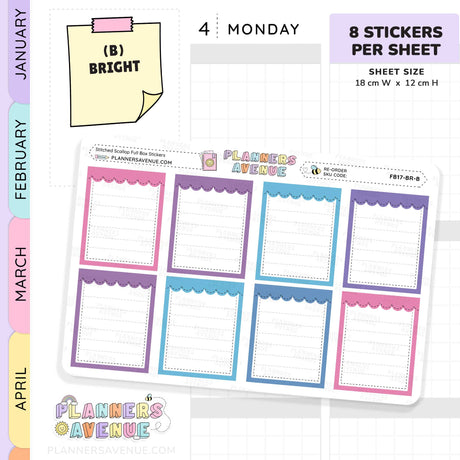 Stitched Scallop Full Box Planner Stickers