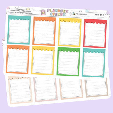 Stitched Scallop Full Box Planner Stickers