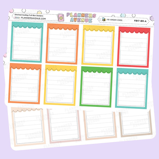 Stitched Scallop Full Box Planner Stickers