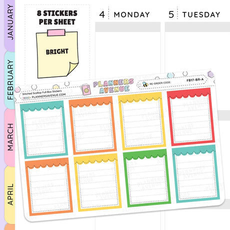 Stitched Scallop Full Box Planner Stickers