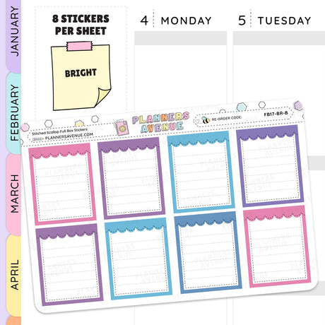 Stitched Scallop Full Box Planner Stickers