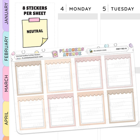 Stitched Scallop Full Box Planner Stickers