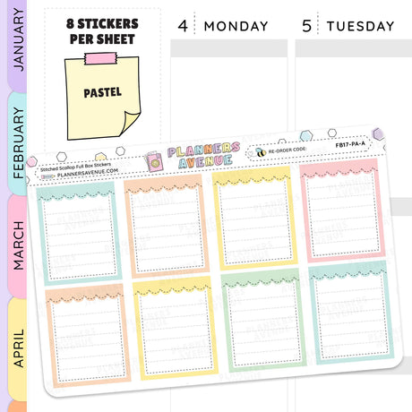 Stitched Scallop Full Box Planner Stickers