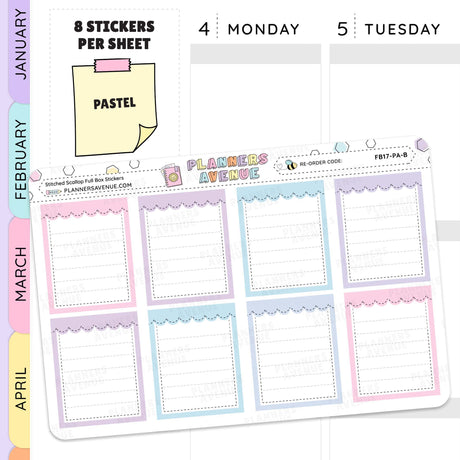 pastel Stitched Scallop Full Box Planner Stickers