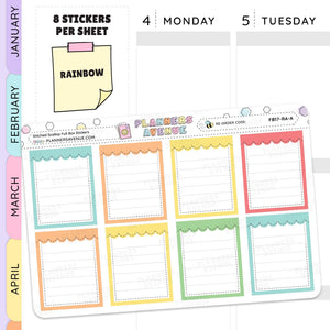 Rainbow Stitched Scallop Full Box Planner Stickers