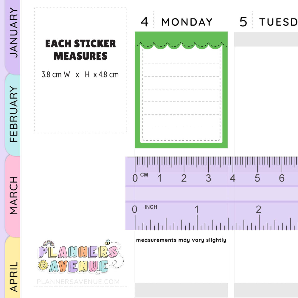 Stitched Scallop Full Box Planner Stickers