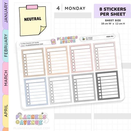 Full Box Checklist With Header Stickers