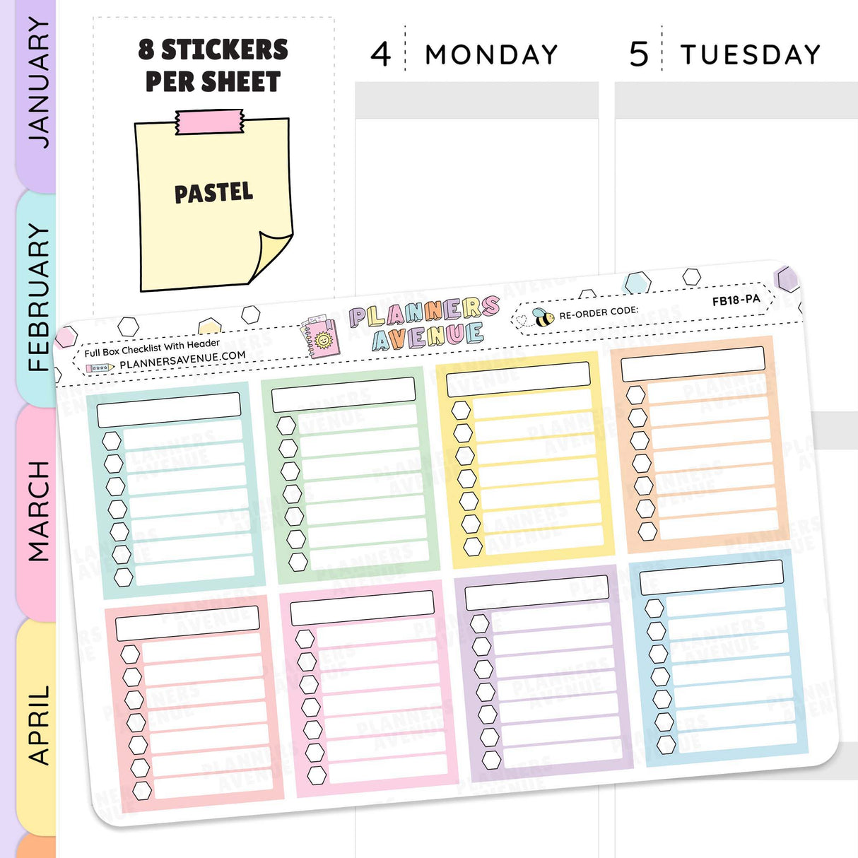 Pastel Full Box Checklist With Header Stickers