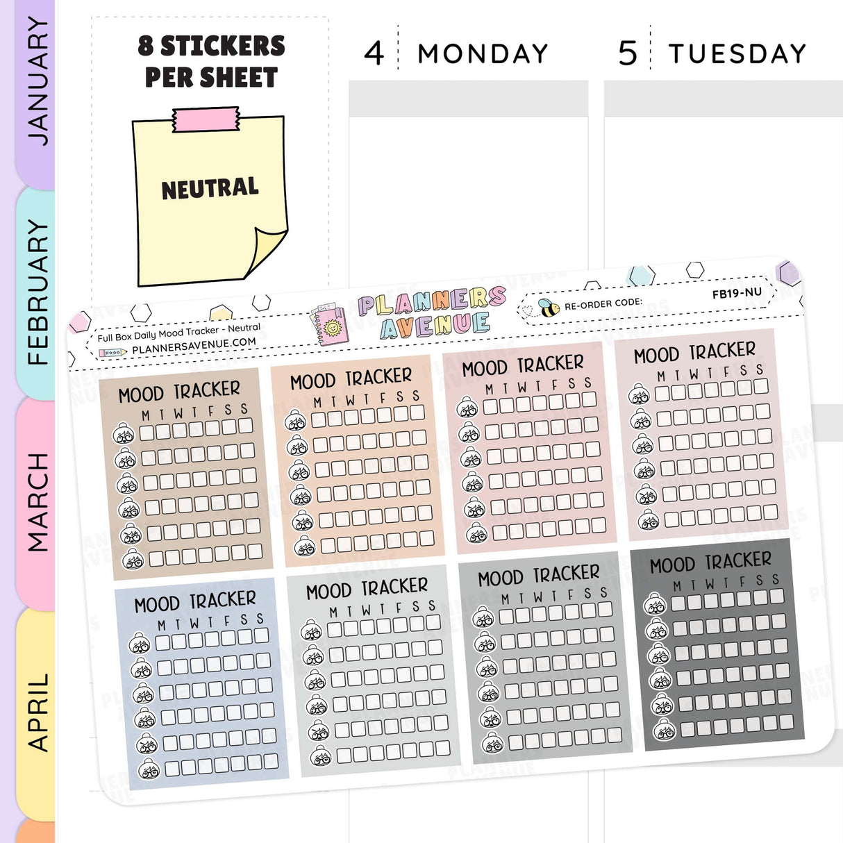 Neutral Daily Mood Tracker Sticker