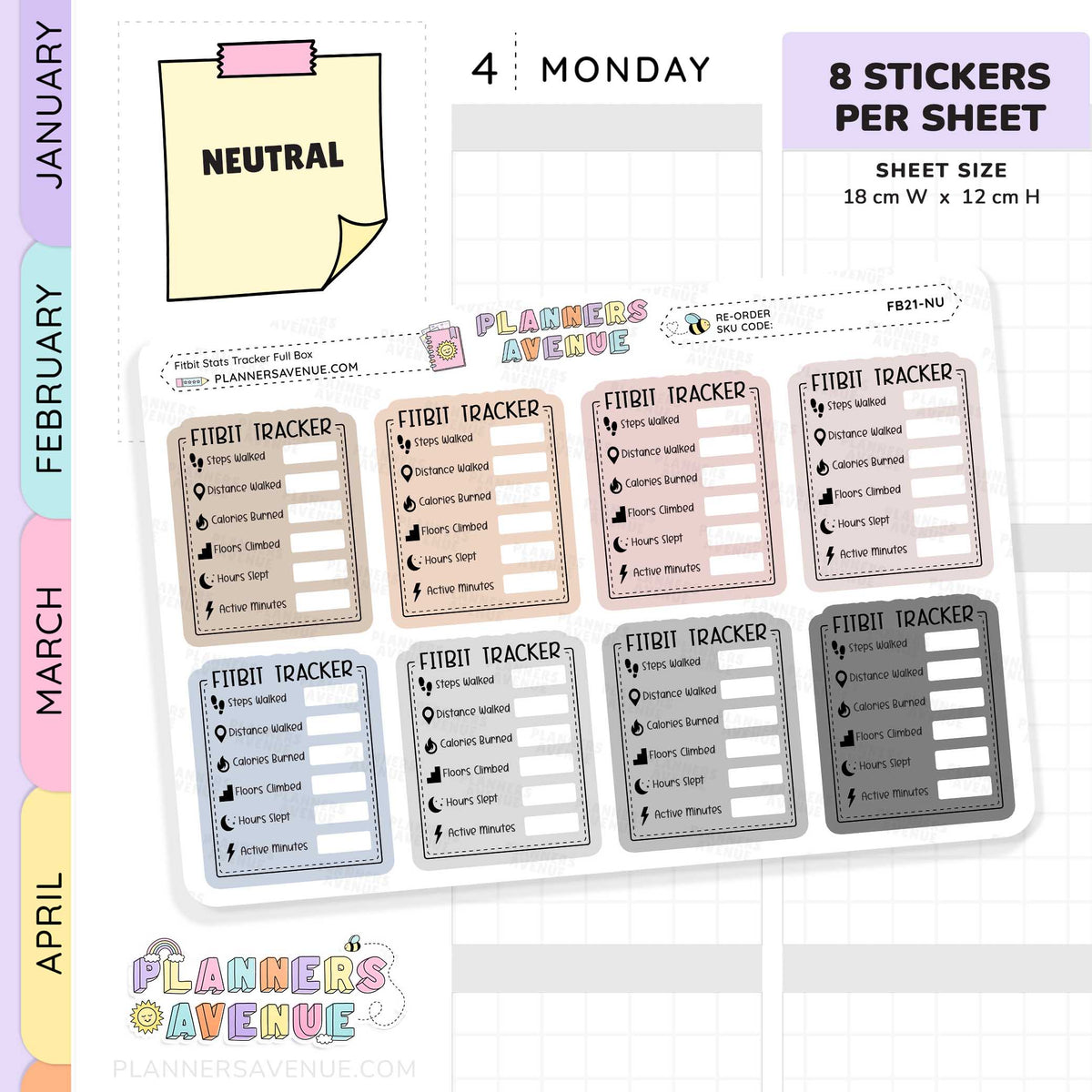 Fitbit Stats Tracker Planner Stickers