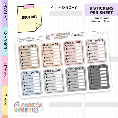 Fitbit Stats Tracker Planner Stickers
