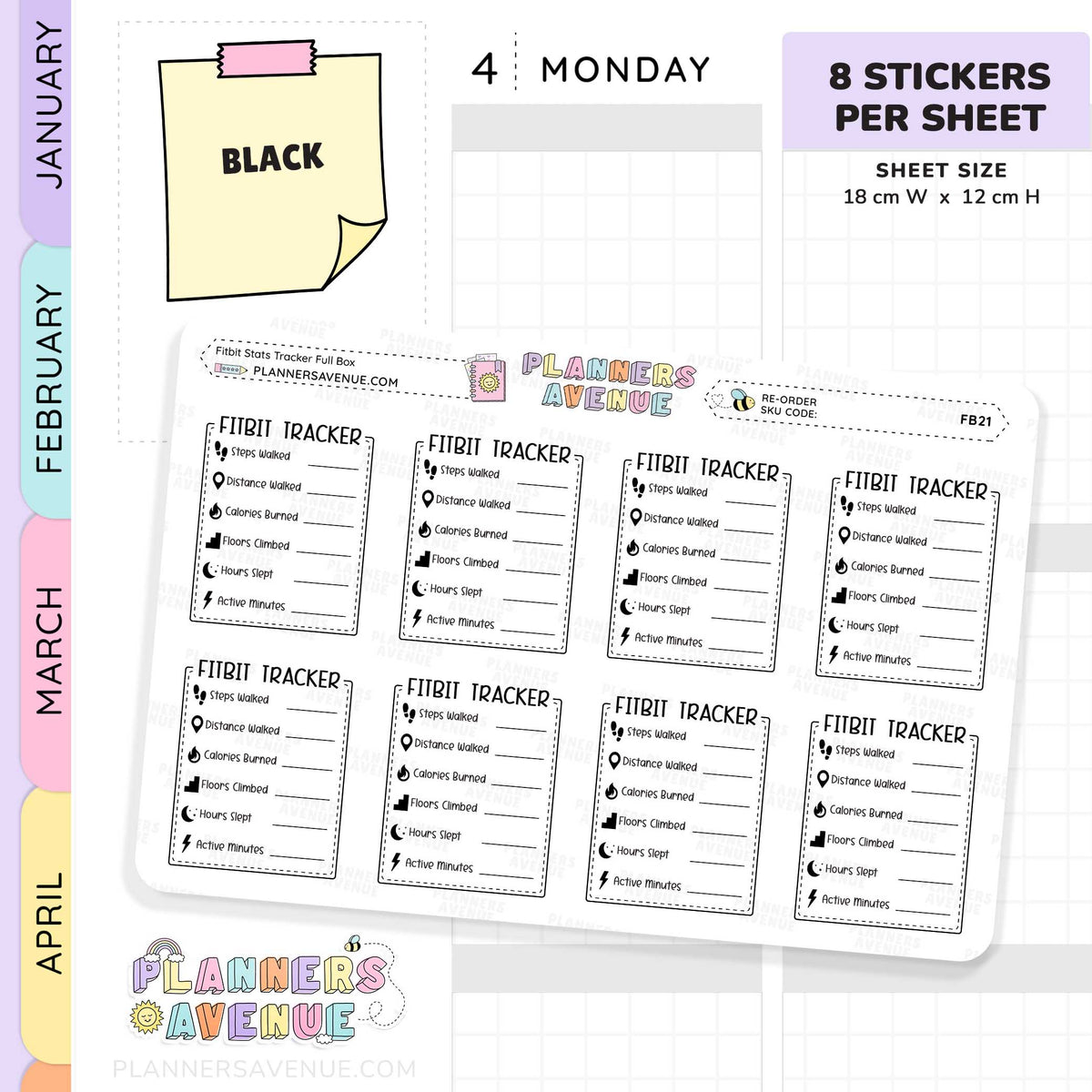 Fitbit Stats Tracker Planner Stickers