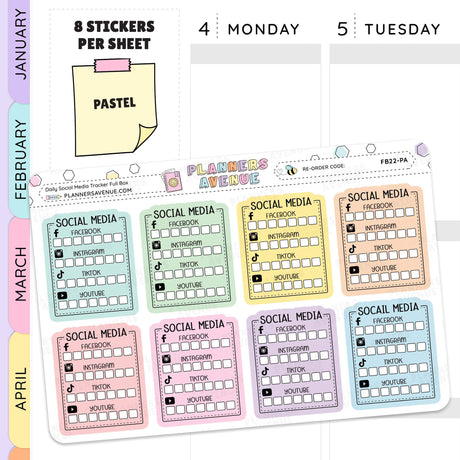 Pastel Daily Social Media Tracker Stickers
