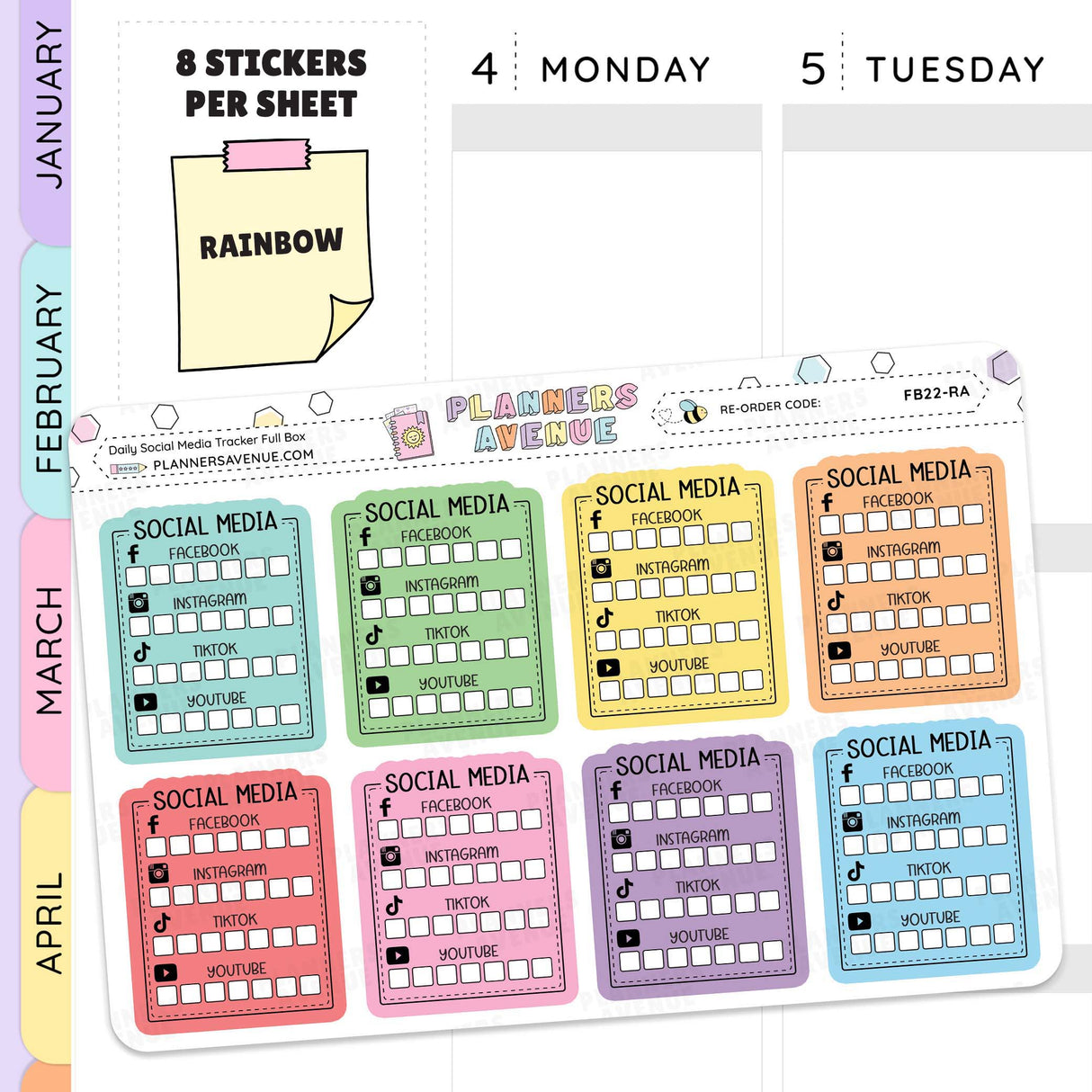 Rainbow Daily Social Media Tracker Stickers