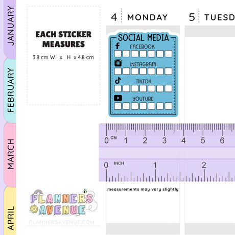 Social media platforms post tracking planner stickers.