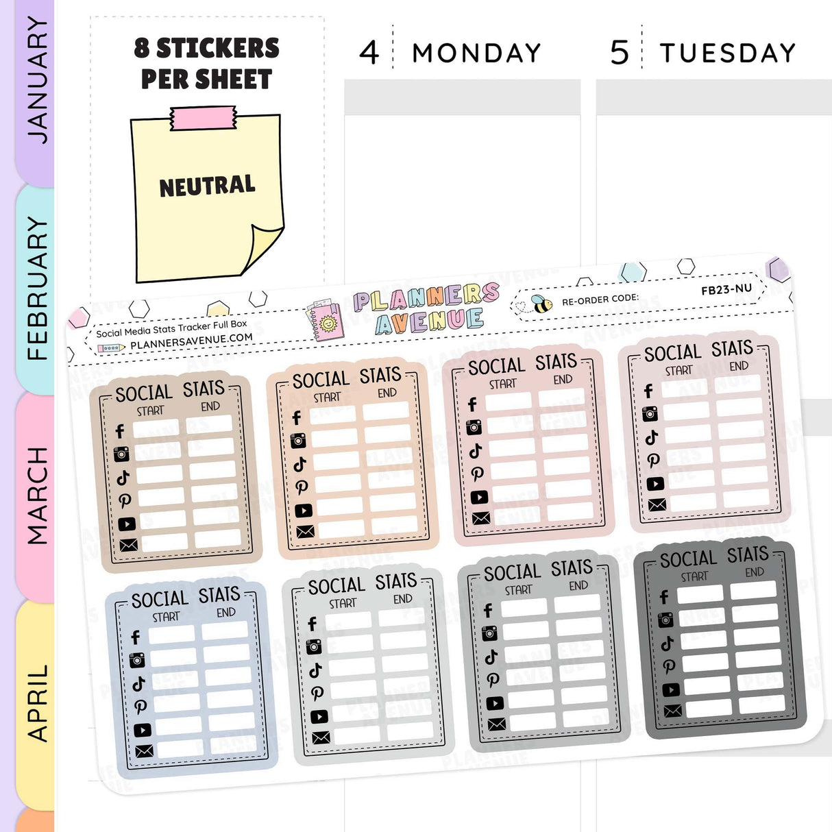 Neutral Monthly Social Media Stats Sticker