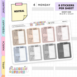 Etsy Shop Stats Tracker Planner Stickers