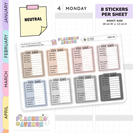 Etsy Shop Stats Tracker Planner Stickers