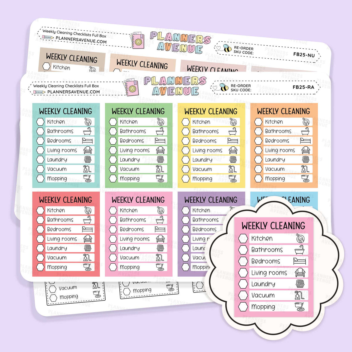 Weekly Cleaning Checklist Planner Stickers