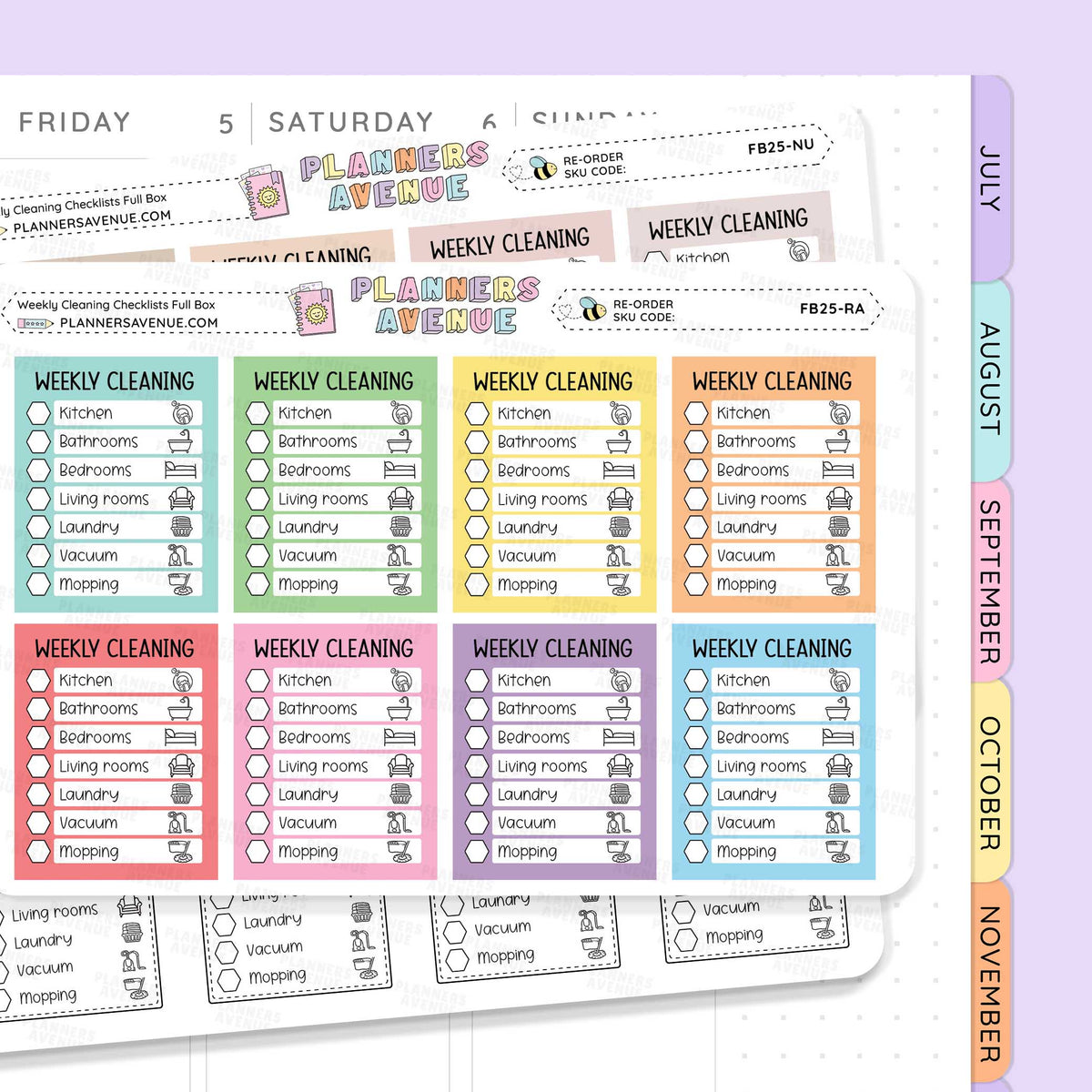 Weekly Cleaning Checklist Planner Stickers