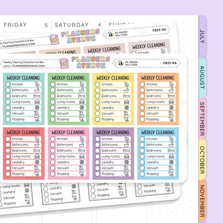 Weekly Cleaning Checklist Planner Stickers