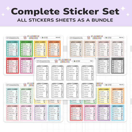 Weekly Cleaning Checklist Planner Stickers