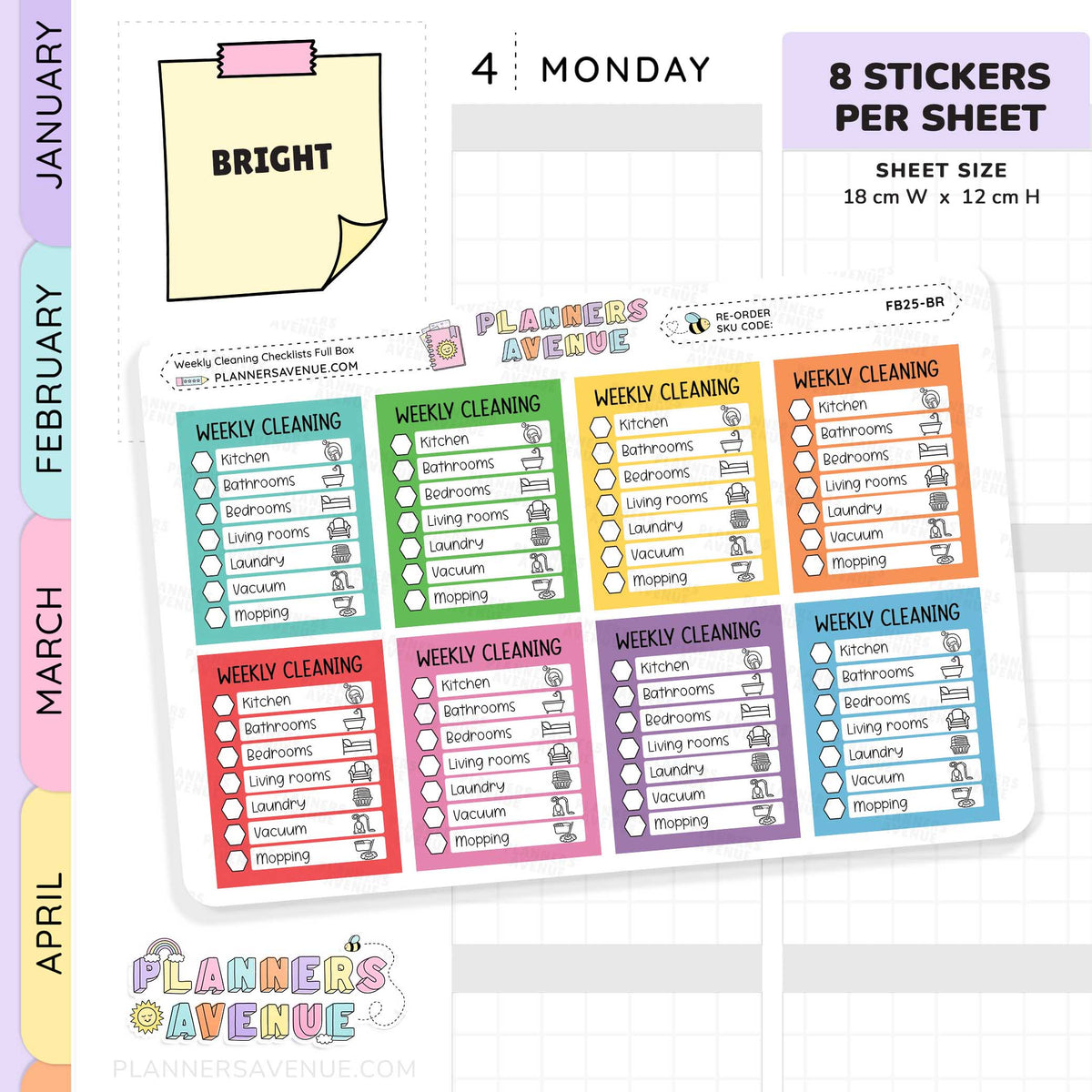 Weekly Cleaning Checklist Planner Stickers