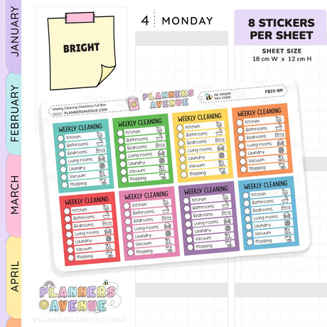 Weekly Cleaning Checklist Planner Stickers
