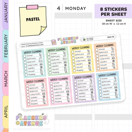 Weekly Cleaning Checklist Planner Stickers