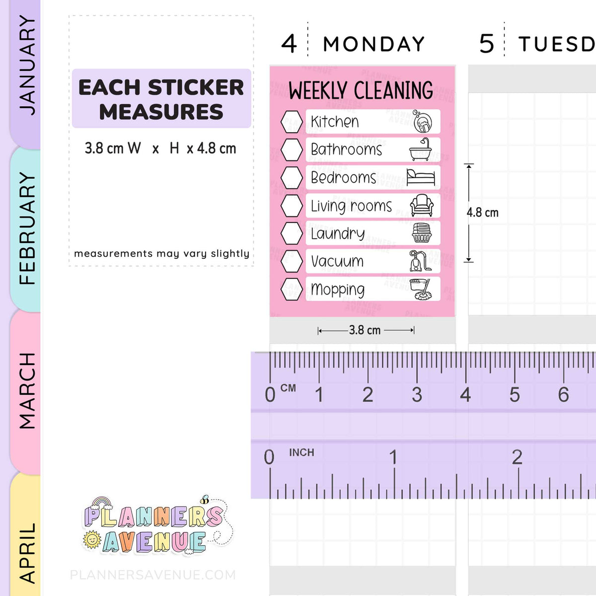 Weekly Cleaning Checklist Planner Stickers