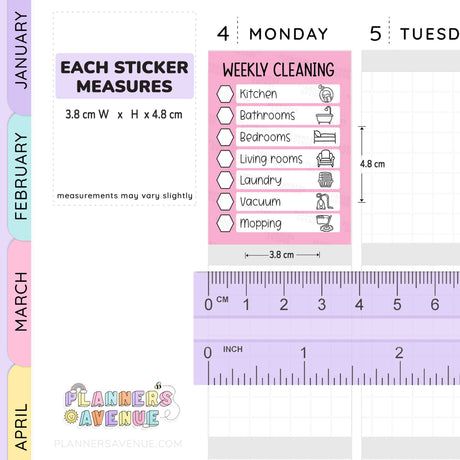 Weekly Cleaning Checklist Planner Stickers
