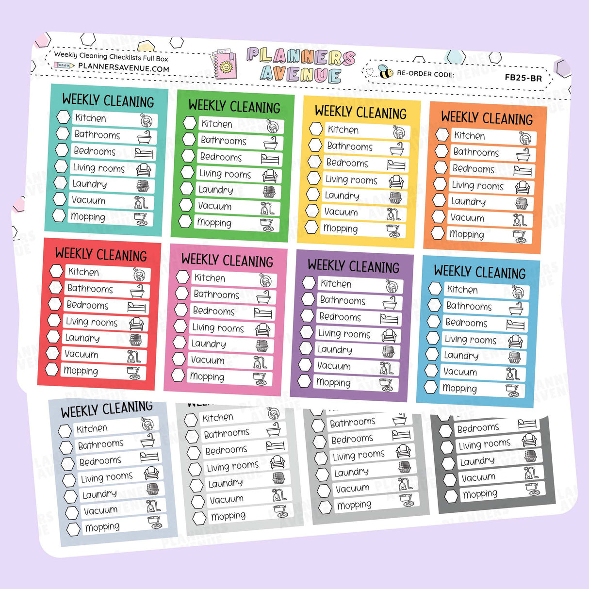 Weekly Cleaning Checklist Planner Stickers