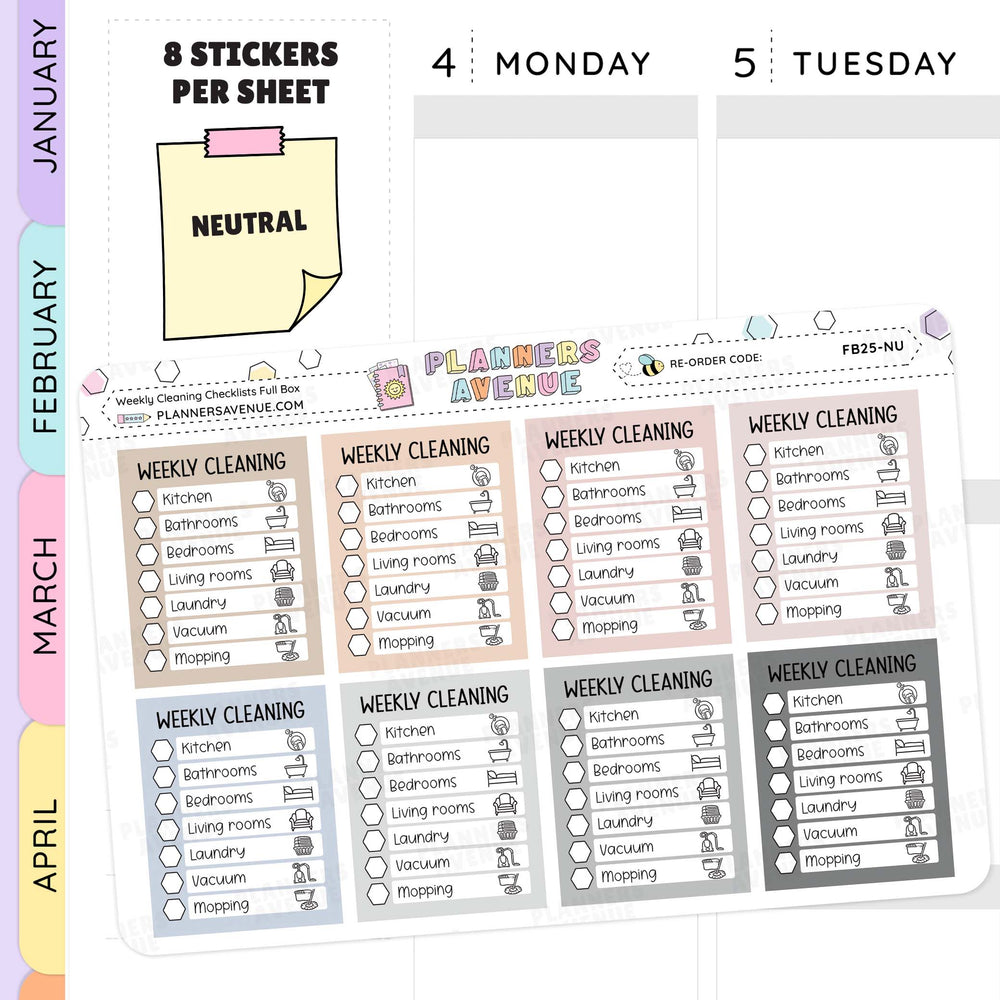 Weekly Cleaning Checklist Planner Stickers