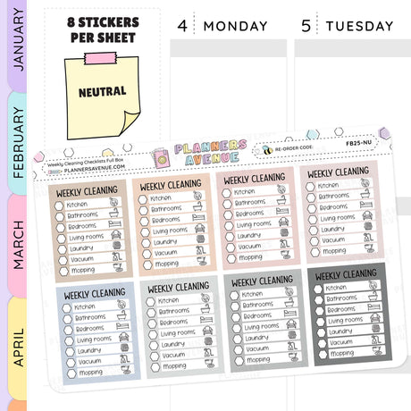 Weekly Cleaning Checklist Planner Stickers
