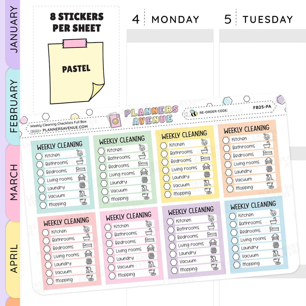 Weekly Cleaning Checklist Planner Stickers