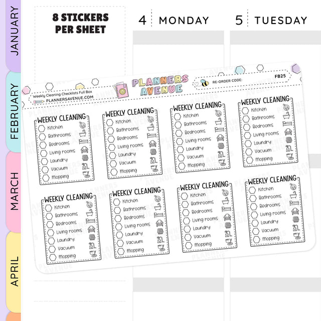 Weekly Cleaning Checklist Planner Stickers