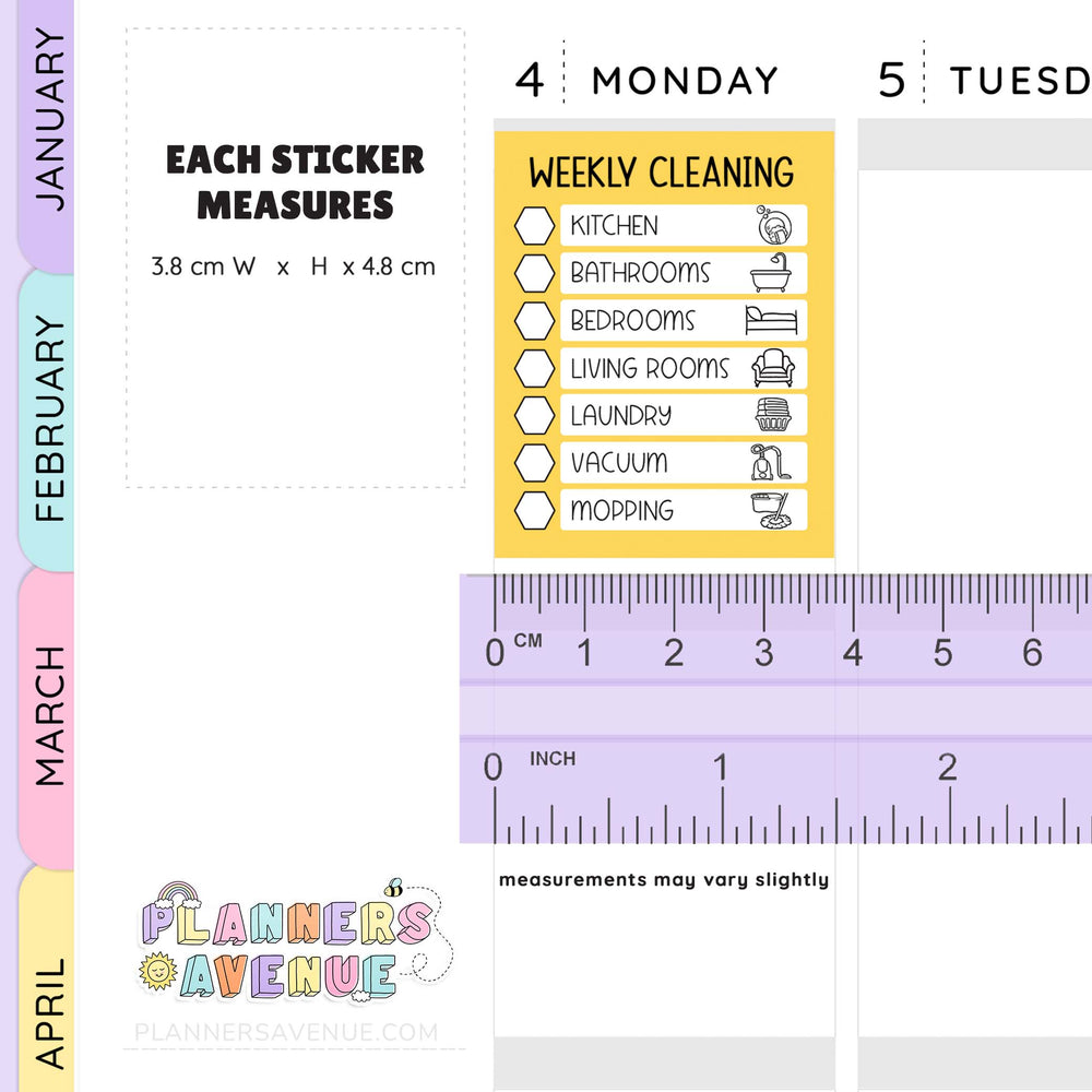 Weekly Cleaning Checklist Planner Stickers