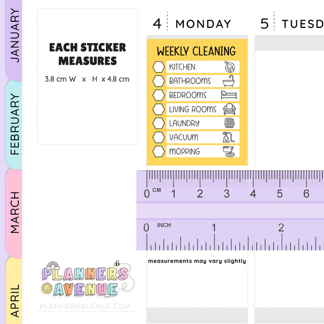 Weekly Cleaning Checklist Planner Stickers