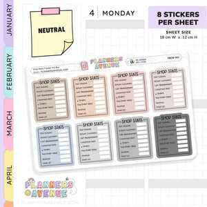 Shop Stat Tracker Planner Stickers