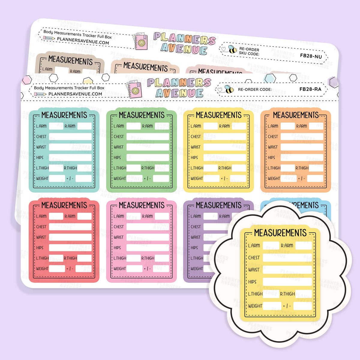 Body Measurements Tracker Stickers