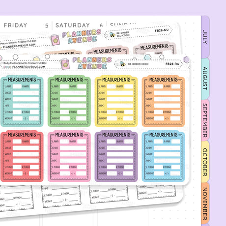 Body Measurements Tracker Stickers