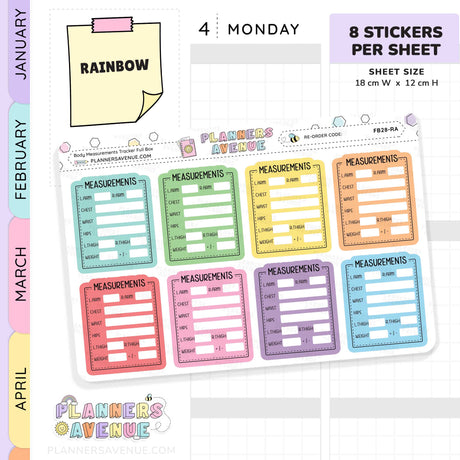 Body Measurements Tracker Stickers