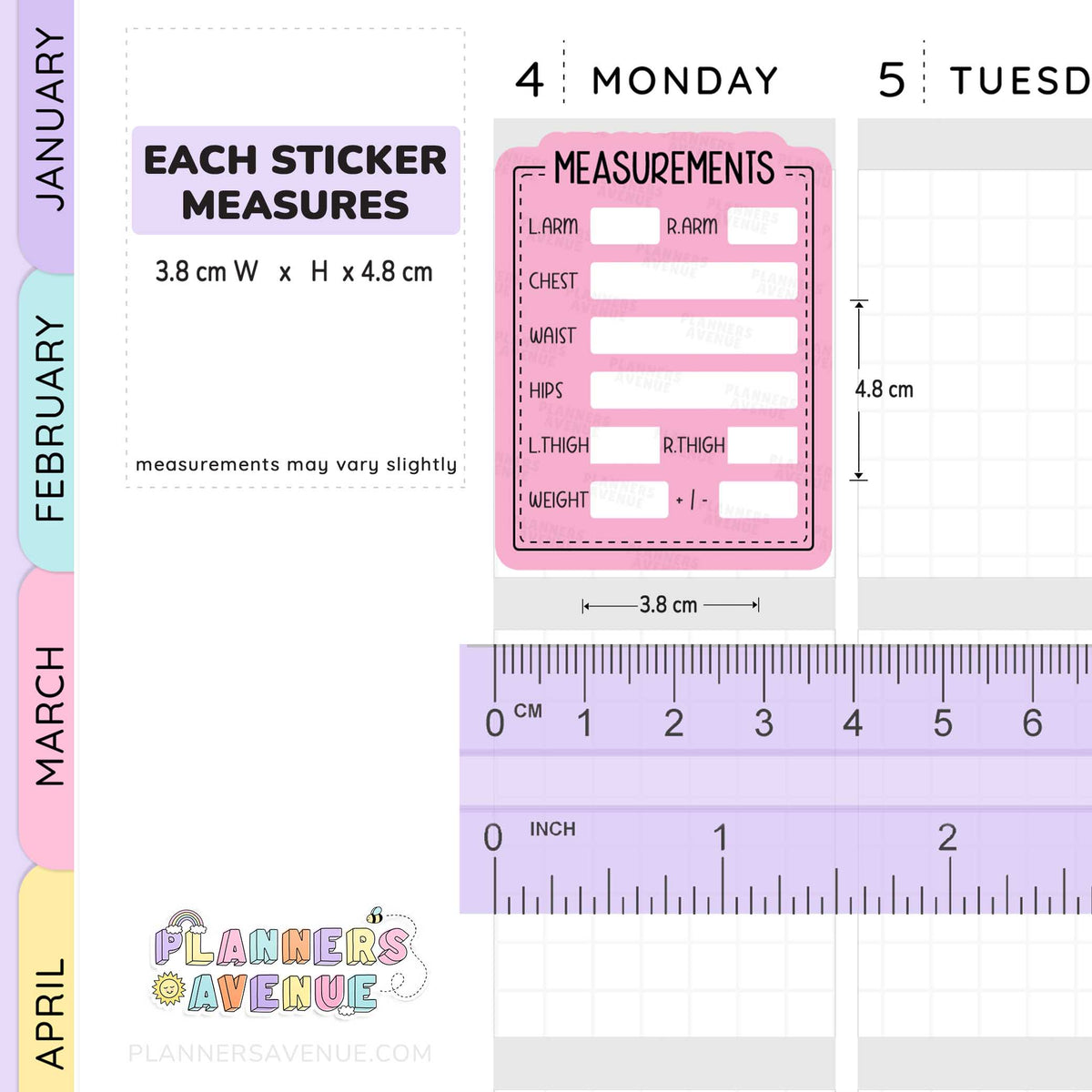 Body Measurements Tracker Stickers