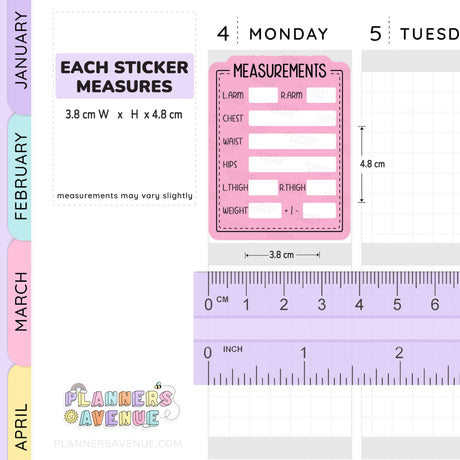 Body Measurements Tracker Stickers