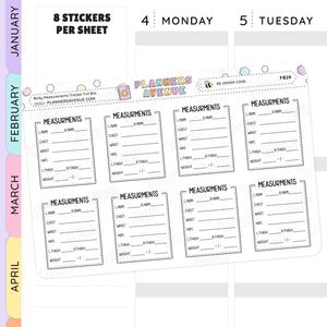 Body Measurements Full Box Tracker Stickers