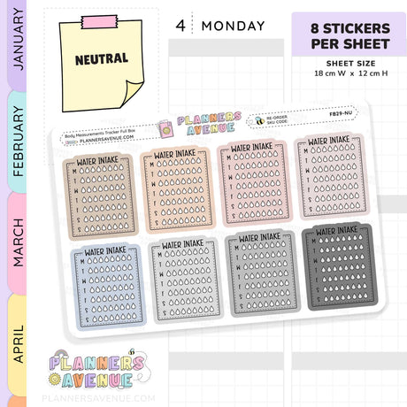 Weekly Water Intake Tracker Stickers