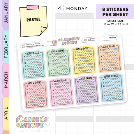 Weekly Water Intake Tracker Stickers