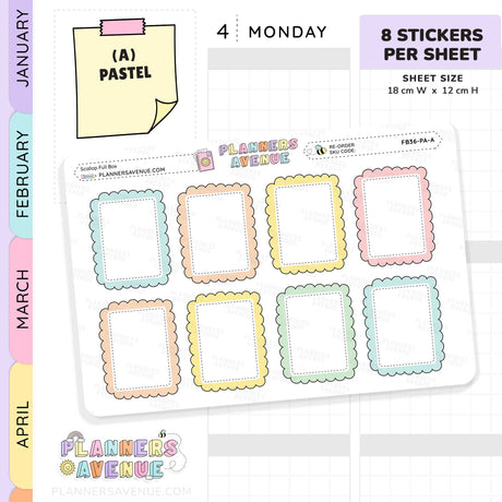 Scallop Full Box Planner Stickers